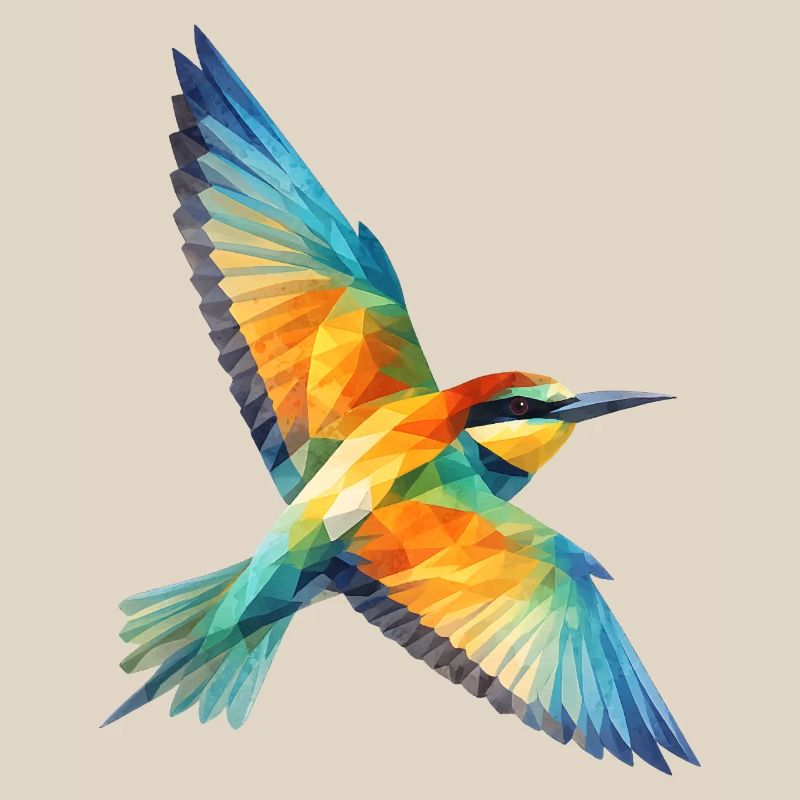 Bee-Eater Bird Low Poly Polygon Art