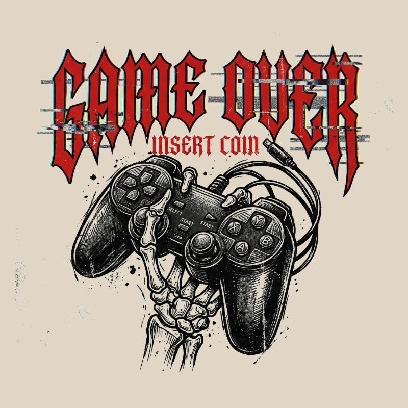 Game Over Retro Controller Grunge