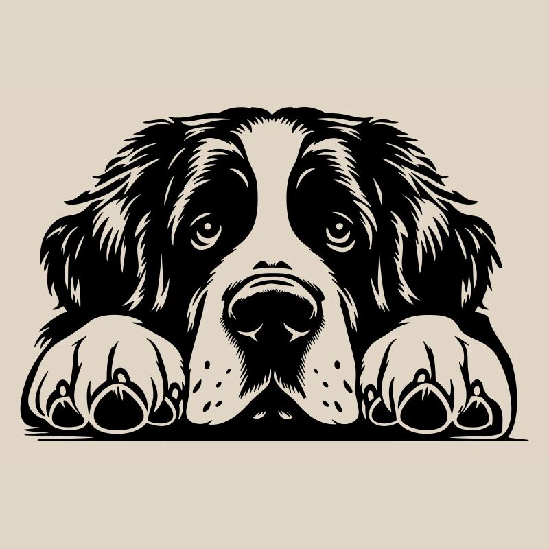 St. Bernard head with paws