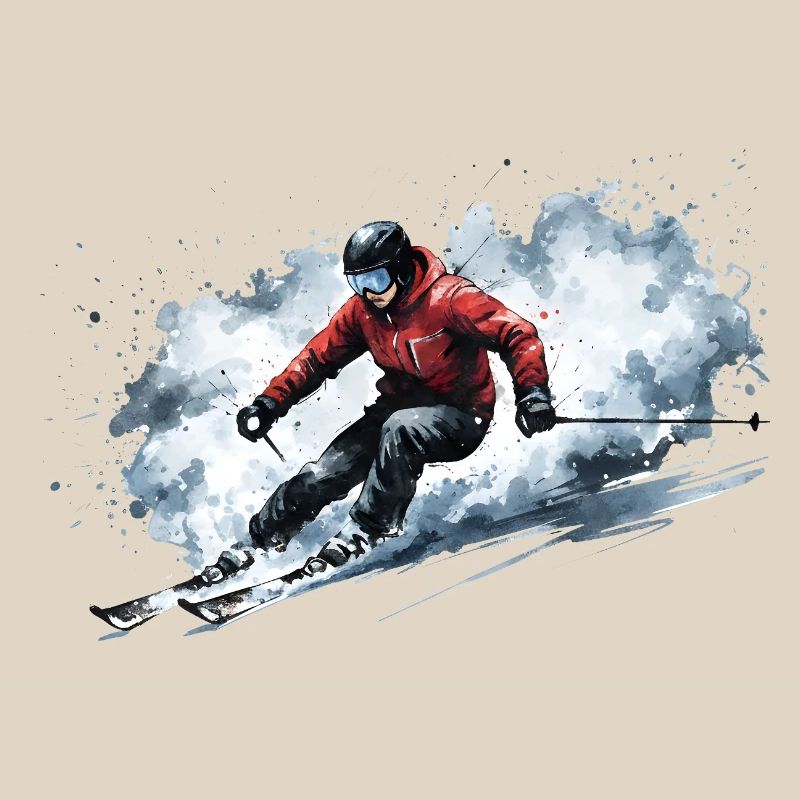 Skiers Deep Snow Freeride Action