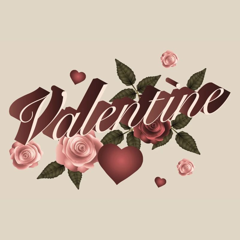magical Valentine's Day typography with roses