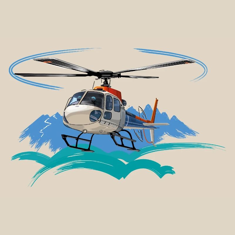 Helicopter approaching the mountains