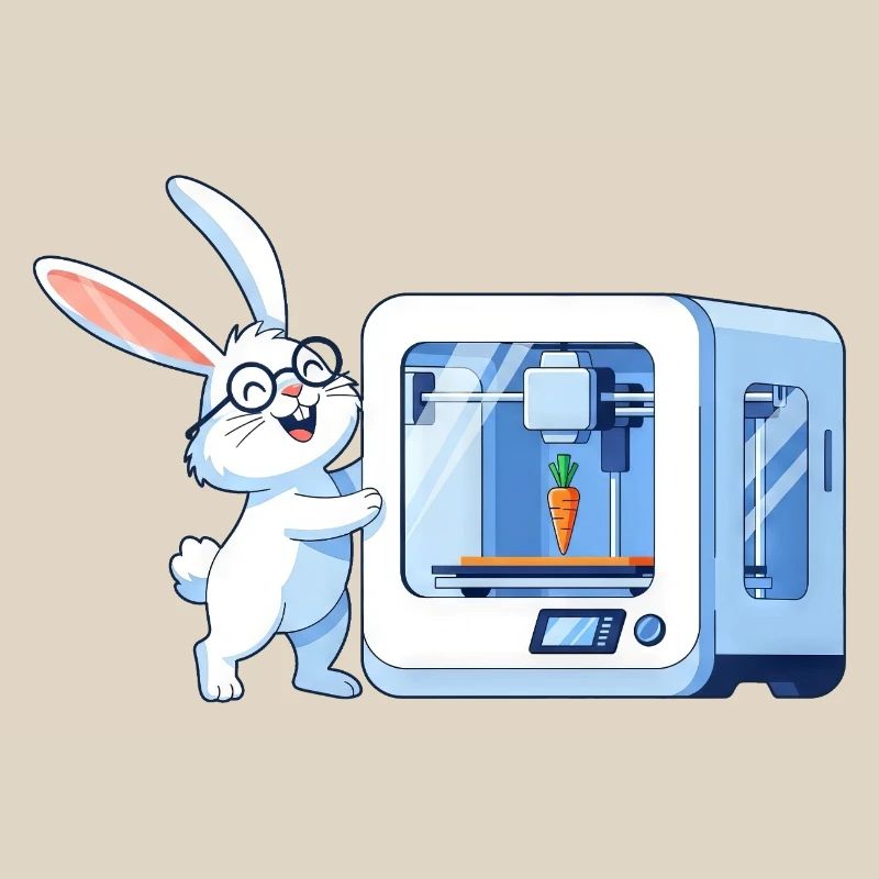 Funny Rabbit Nerd Programmer 3D Printer