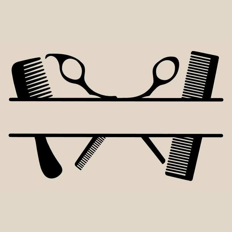 Two combs and scissors text banner
