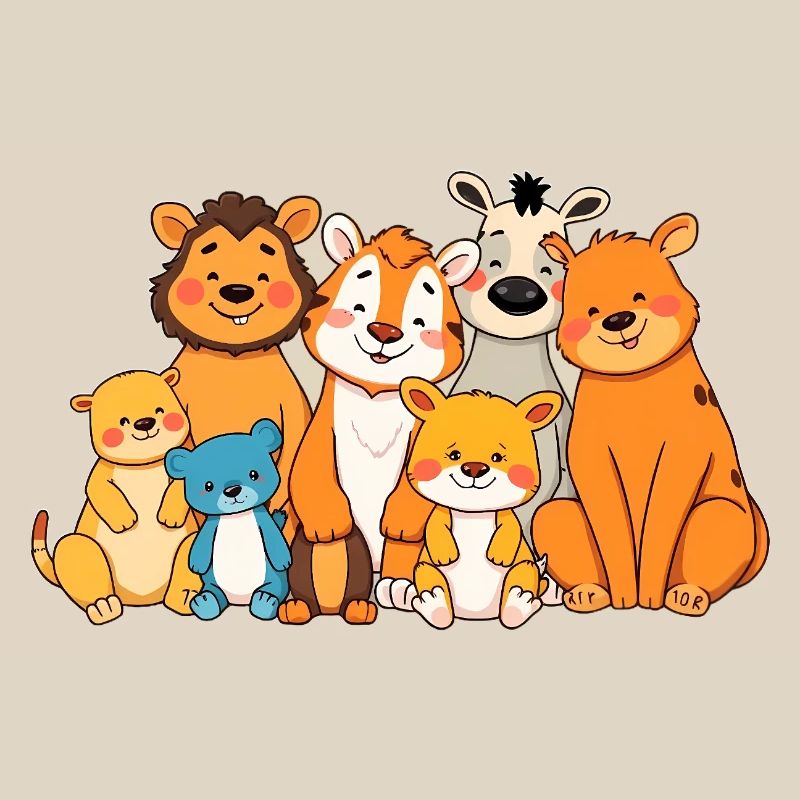 Verspielte Tierfamilie Comic Design