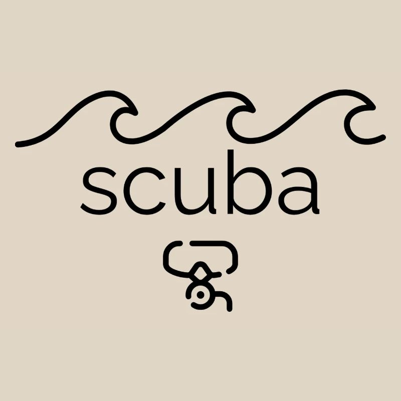 Diver Scuba - Design with Waves & Goggles