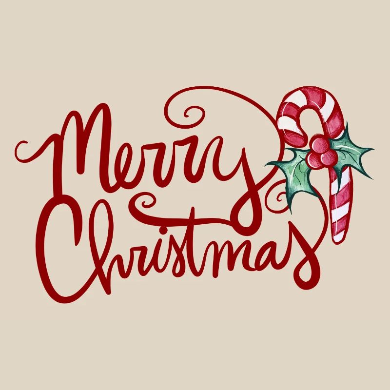 Merry Christmas Script with Candy Cane