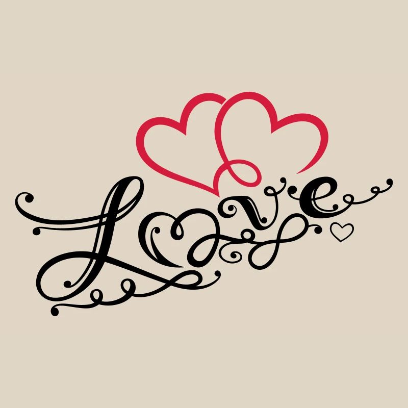 Two hearts with ornament and infinity loop.