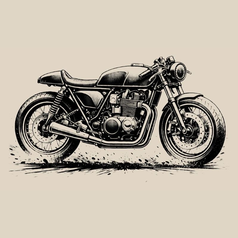 Café Racer Side View Monochrome