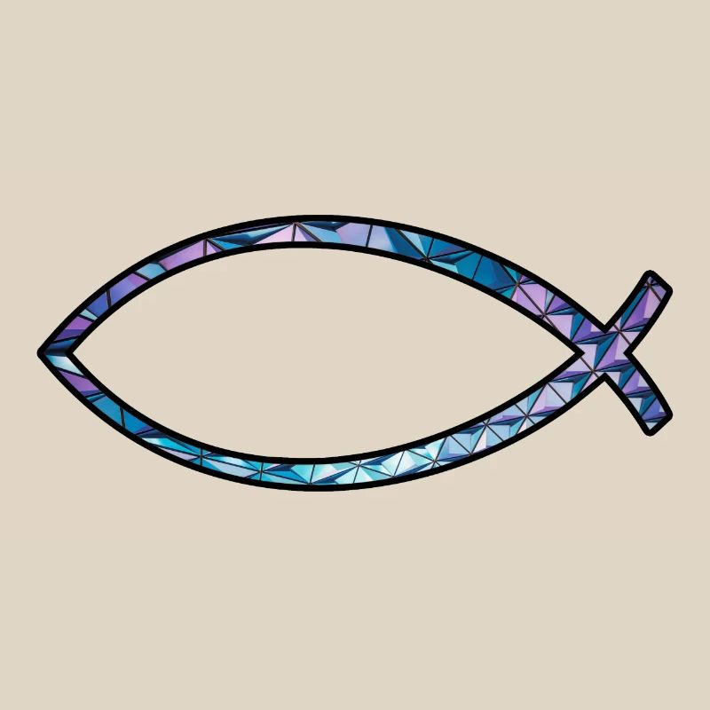 Ichtus fish (diamond, blue)