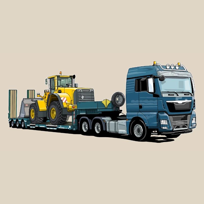 Low-loader with excavator