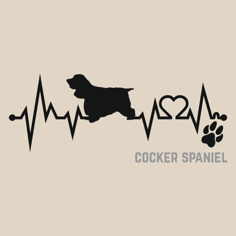 Cocker Spaniel Heartbeat Pulse ECG Dog Gift
