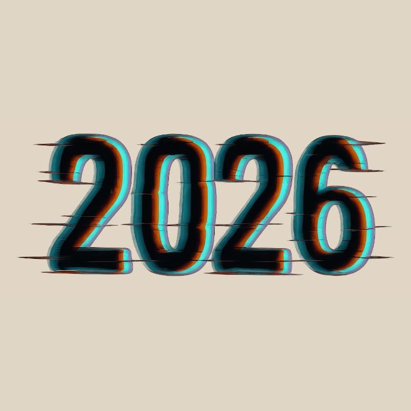 Futuristic Year 2026 Design with Neon Effect