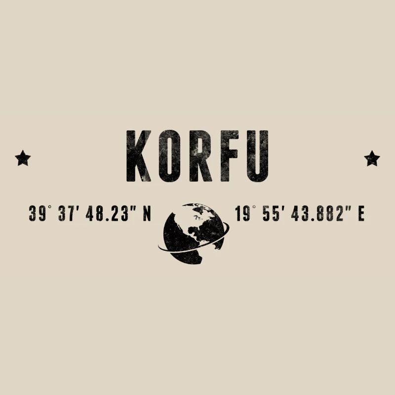 Corfu Stylized Geographical Coordinates