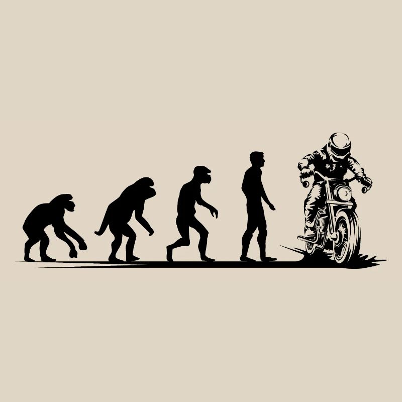 Motorcycle Evolution Funny Biker Cafe Racer Icon