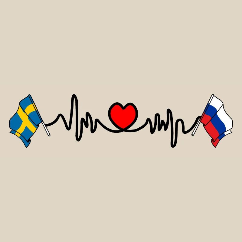 Cardio heart Drapeau Suède, drapeau Russie