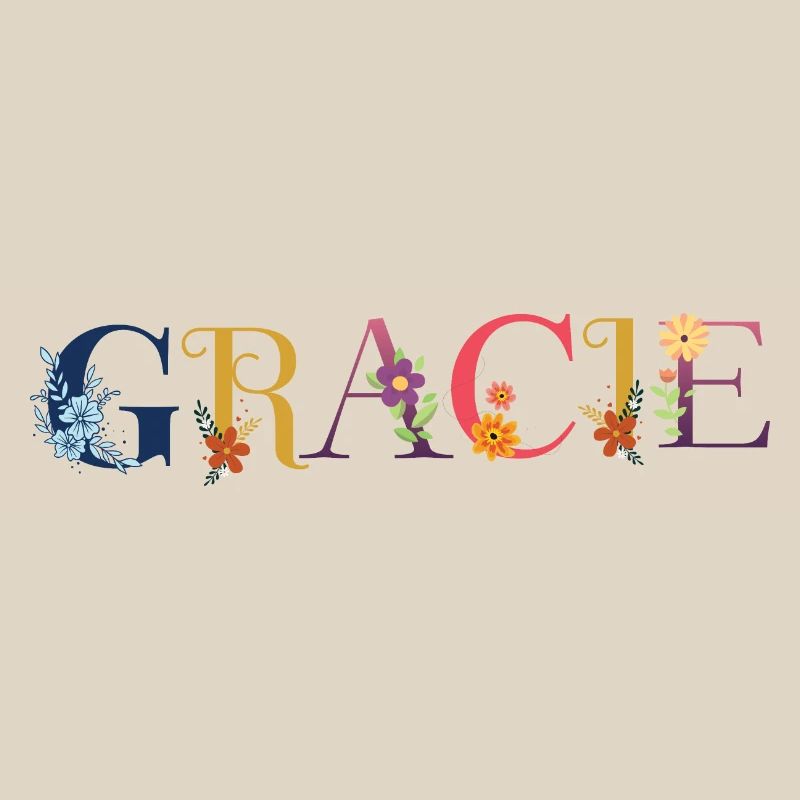 Le nom de GRACIE est décoré de fleurs