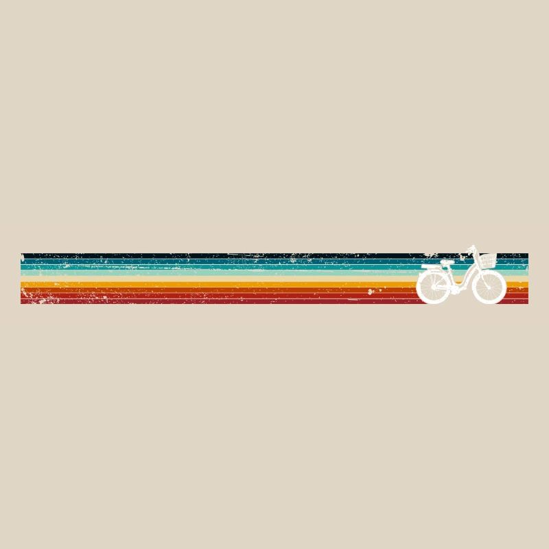 Retro Bicycle on Rainbow Stripes