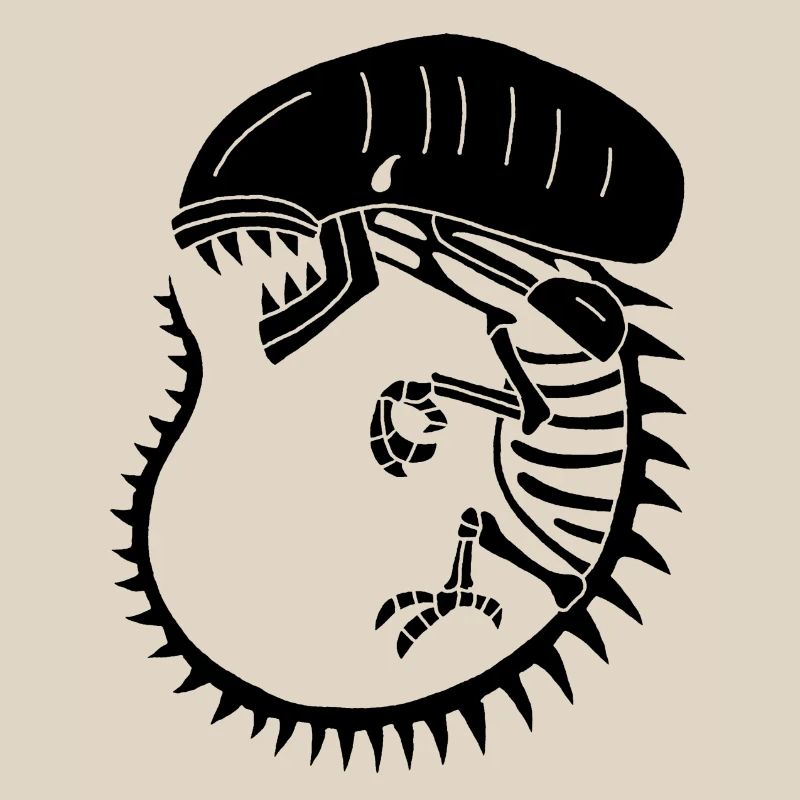 Black alien monster skeleton