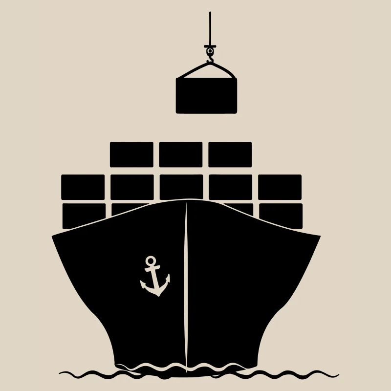 Sea container boat with crane loading