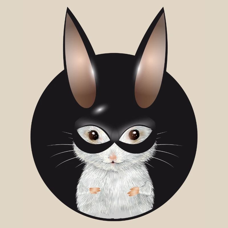 Souris blanche mignonne avec masque de lapin en patch