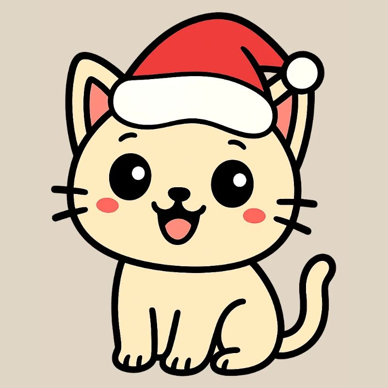 Chat Père Noël : Chat de Noël mignon