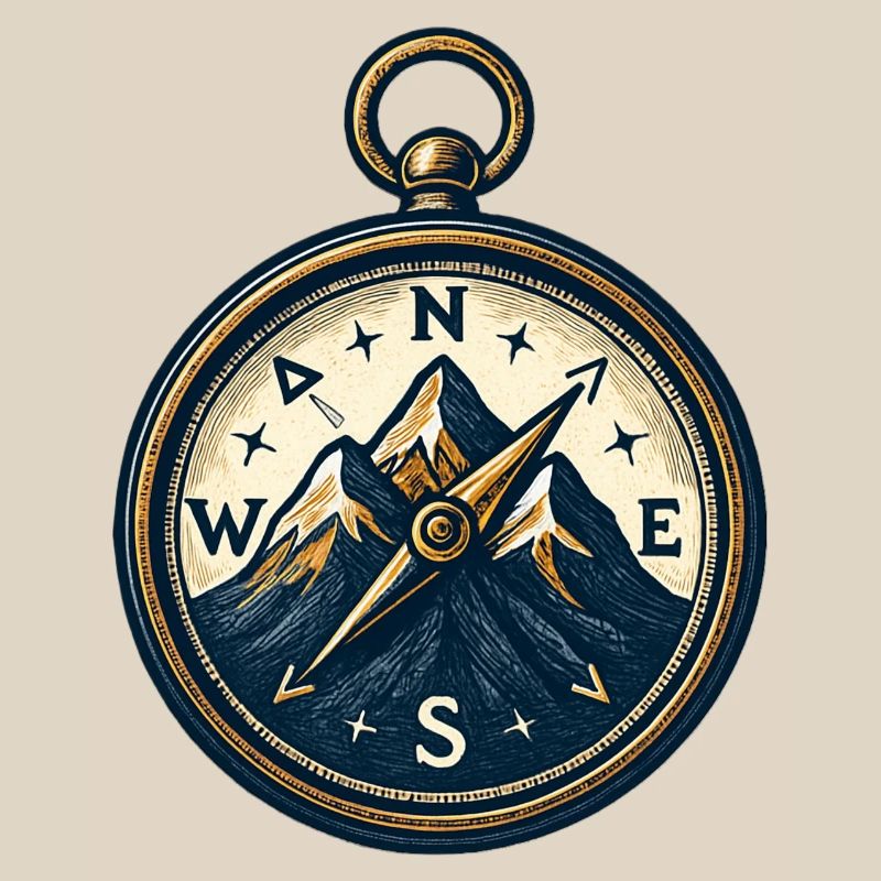 Compass on mountain background - skiing - hiking