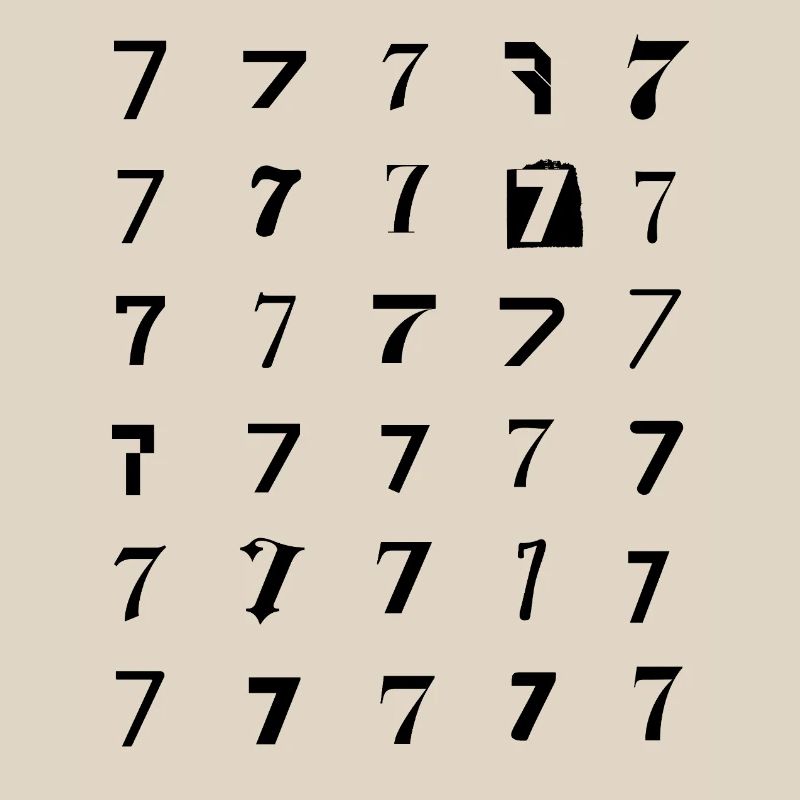 Nummer 7 Numerologie Typografisches Design