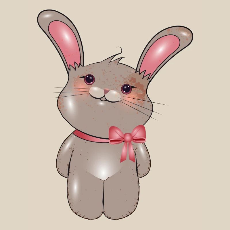 cute bunny with bow in comic style