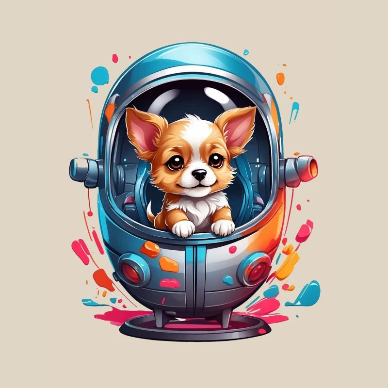 Chiot de l’espace en combinaison spatiale