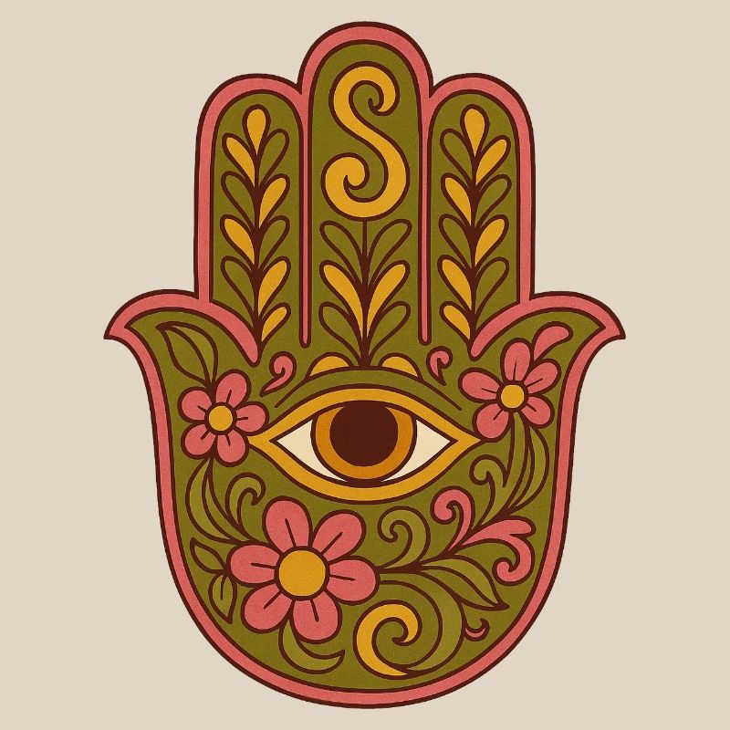 Hamsa oeil Floral Boho Artwork