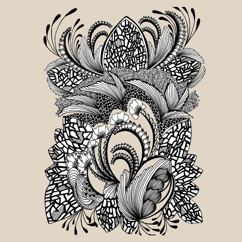 Black and white pattern flowers