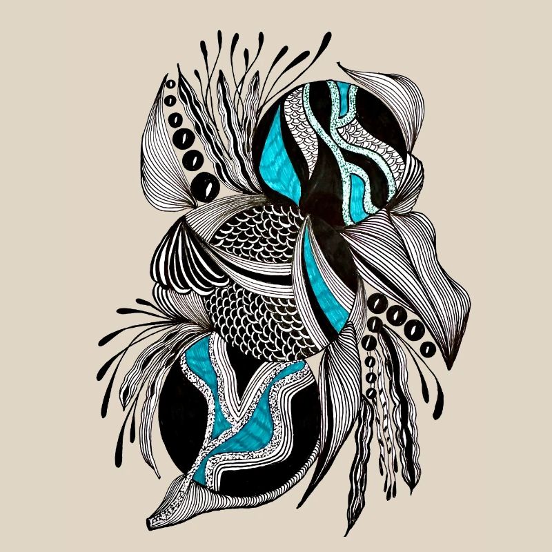 BlackTurquoise Scale Pattern