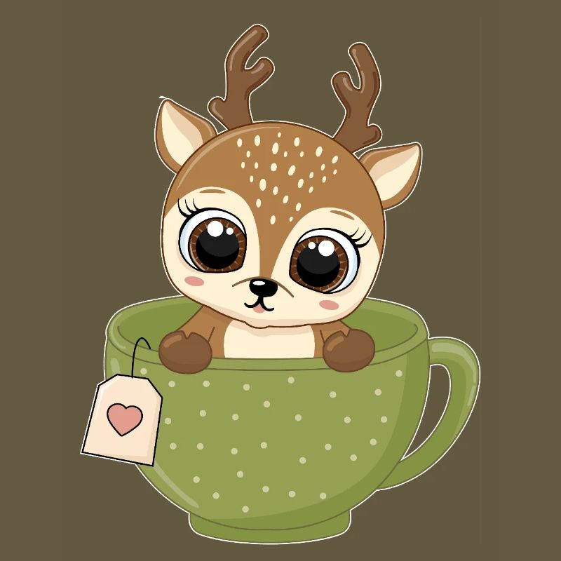 Fawn in Tea Mug Funny Forest Tea Drinker