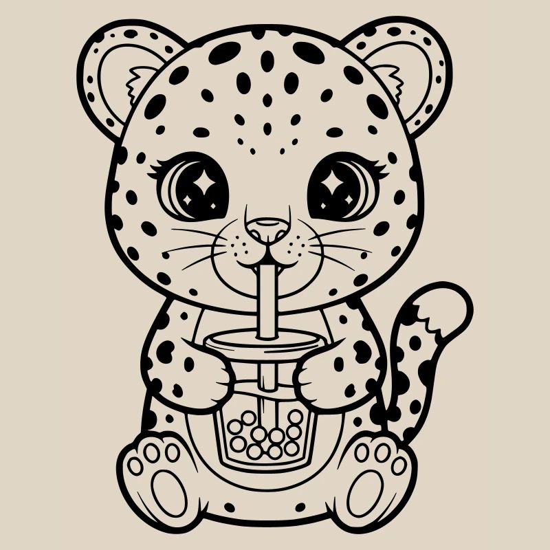 Leopard mit Becher