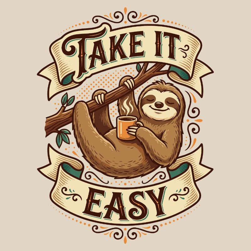Take It Easy Sloth Motif