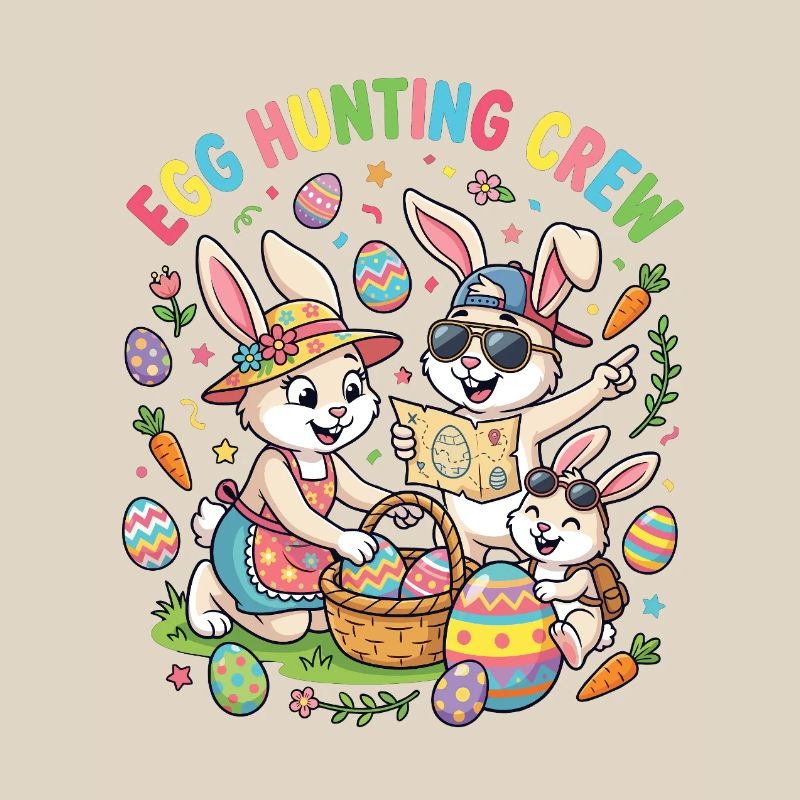 Hosterhasen Familie -Eier Sammler