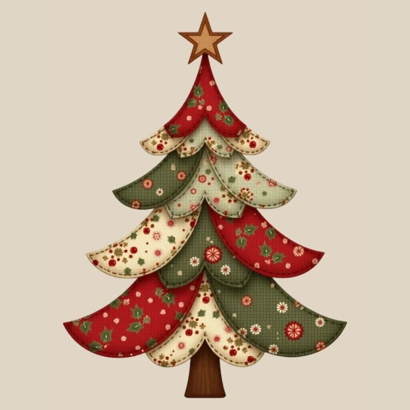 Vintage Patchwork Weihnachtsbaum – Gemütliches Qui