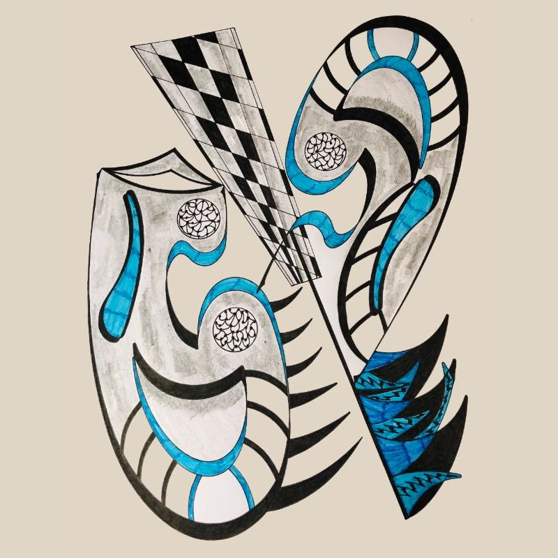 BlueBlack Abstract Cross Pattern