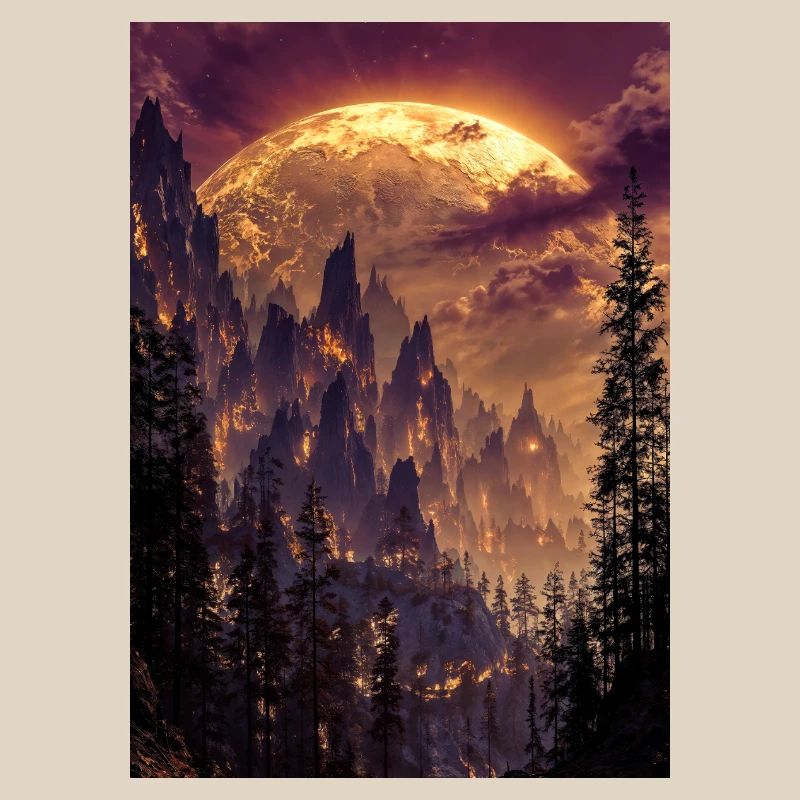 Feuriger Gipfel in der Abenddämmerung