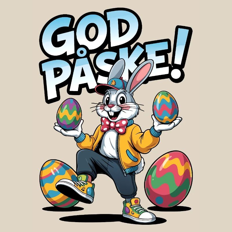 Easter bunny with colorful eggs