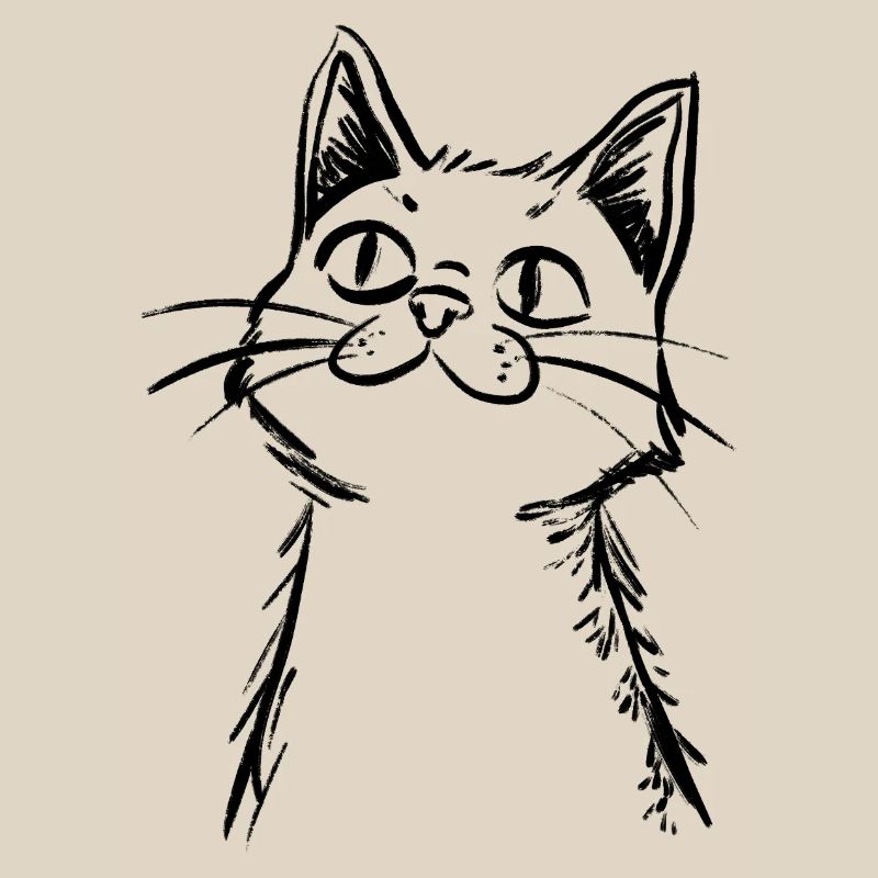 Curious Cat - Hand drawn sketch