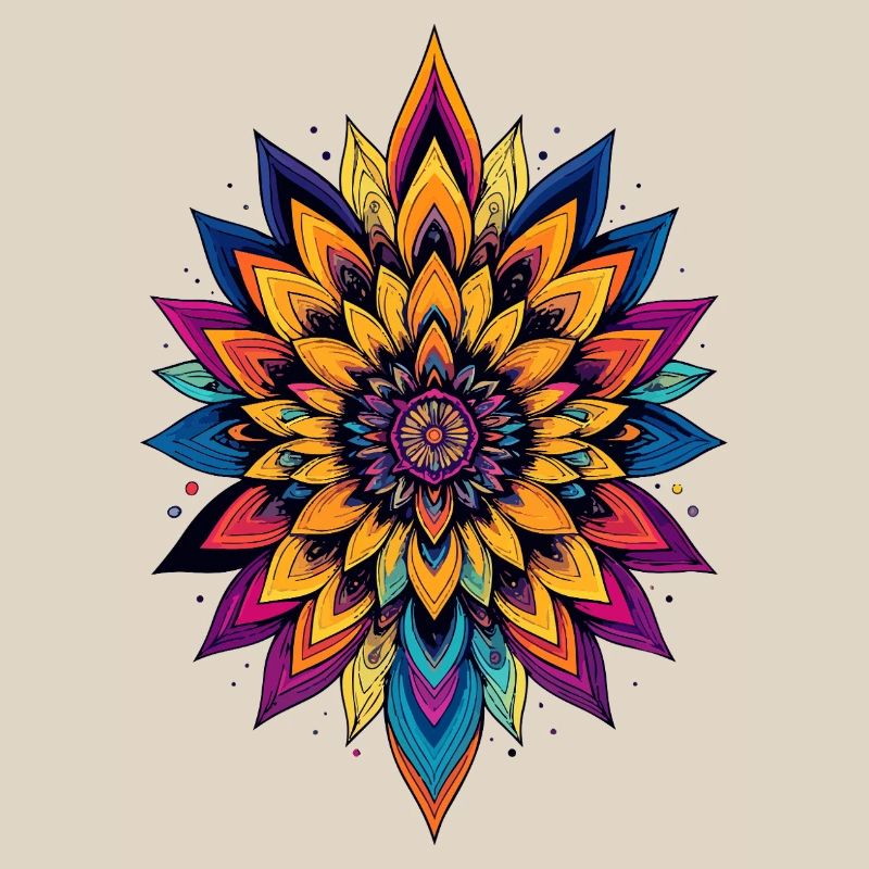 Bunte LSD Blume Mandala Farbexplosion Blumenstern
