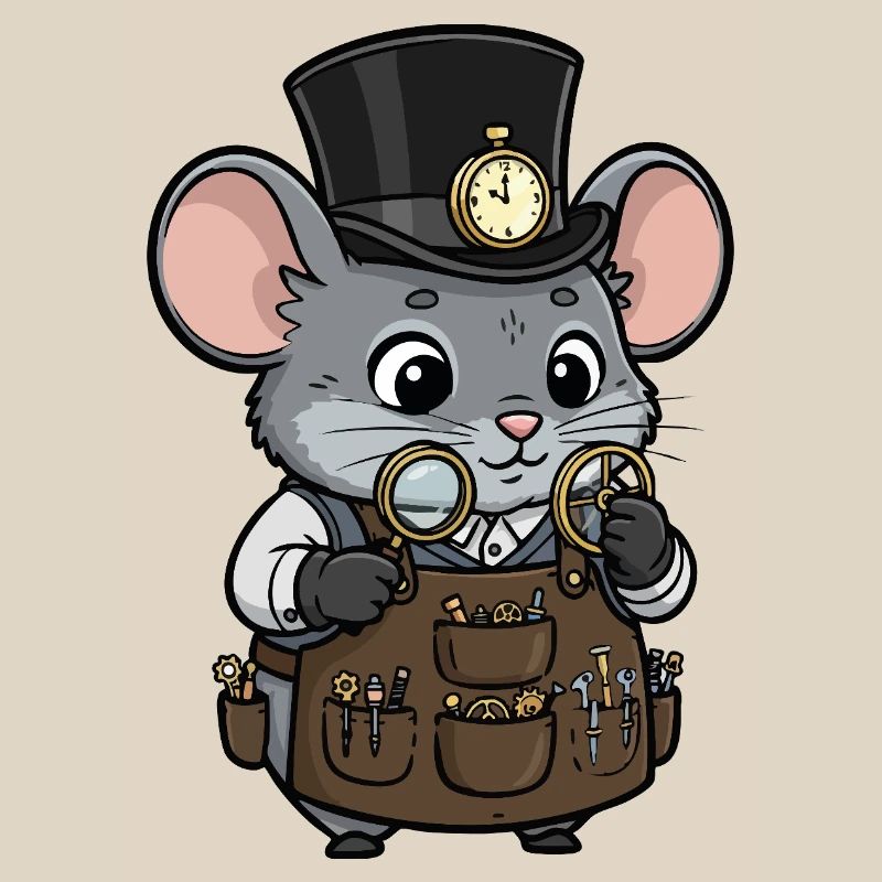 Mouse Watchmaker Steampunk Top Hat Watch