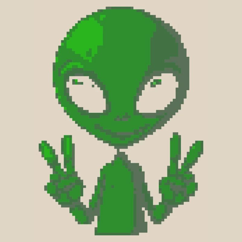 Pixel Alien Friedenszeichen