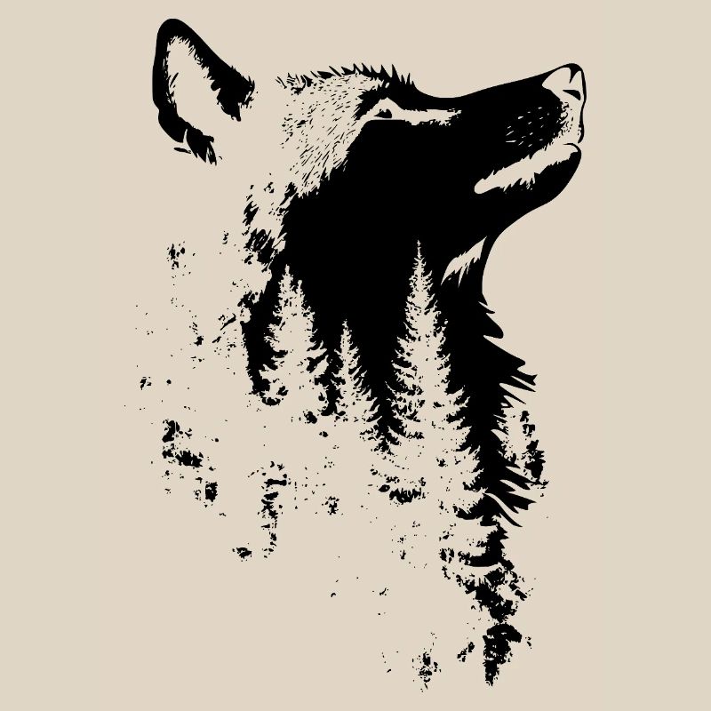 Wolf Face Forest Silhouette