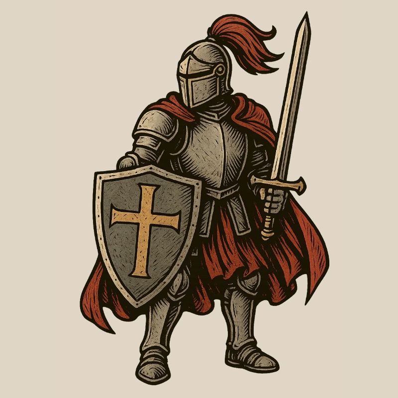 Chevalier épique avec bouclier et épée