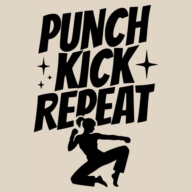 Kickboxer Silhouette - Punch, Kick, Repeat