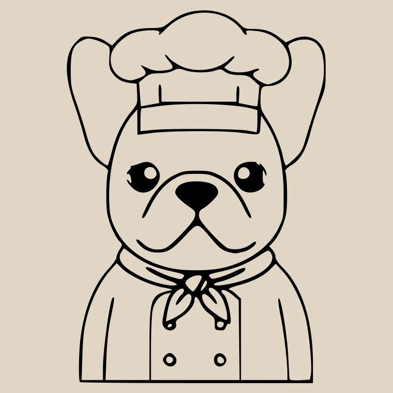 Frenchie Chef Baker Outline