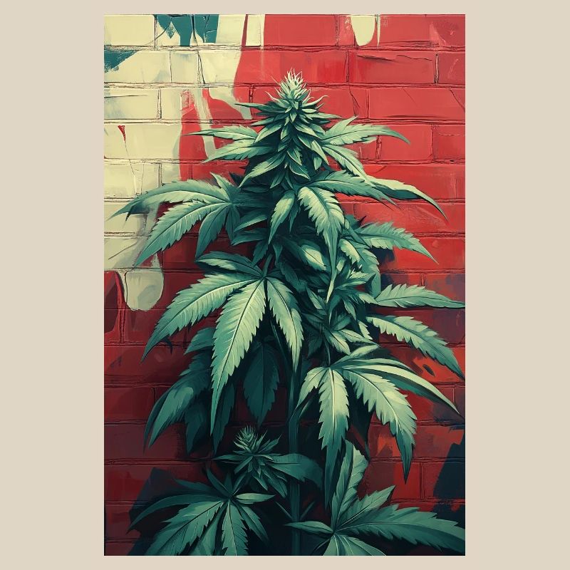 Cannabis Graffiti Green Wall